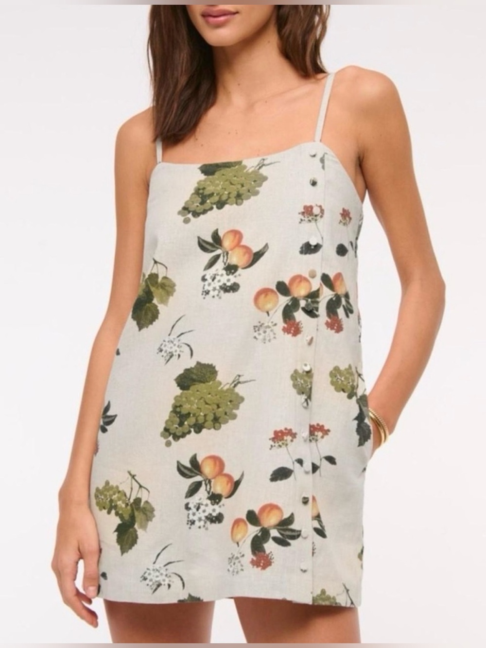 *NWOT* Abercrombie & Fitch Linen Blend Button Fruit Print Skort Dress